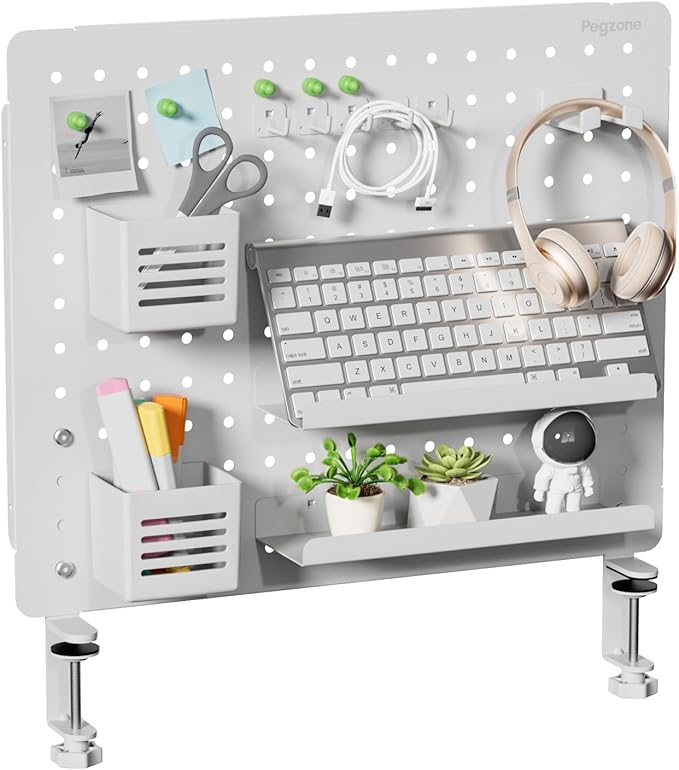 PEGZONE Clamp-on Desk Pegboard, Desk Organizer by Pegzone