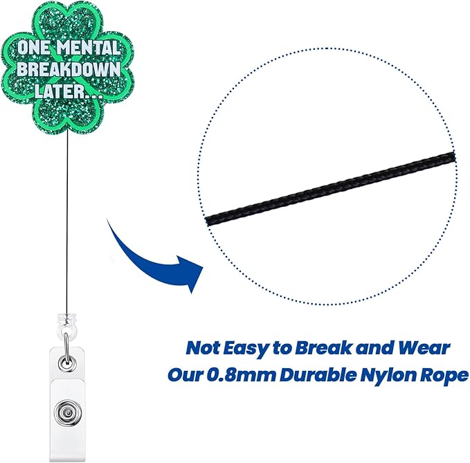 ONE Mental Breakdown Later… Funny Four-Leaf Clover Badge Reel | Retractable ID - Image 5