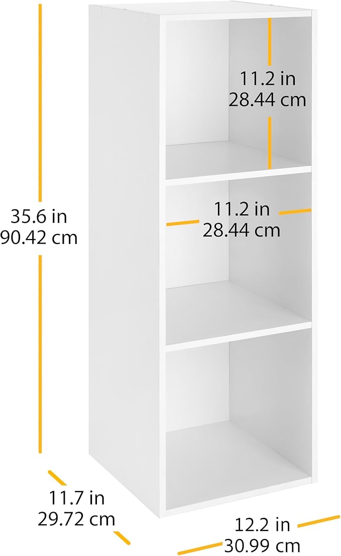 Whitmor 3 Cube Storage Organizer, 3 Tier Stackable MDF Wood Bookcase, Open - Image 3