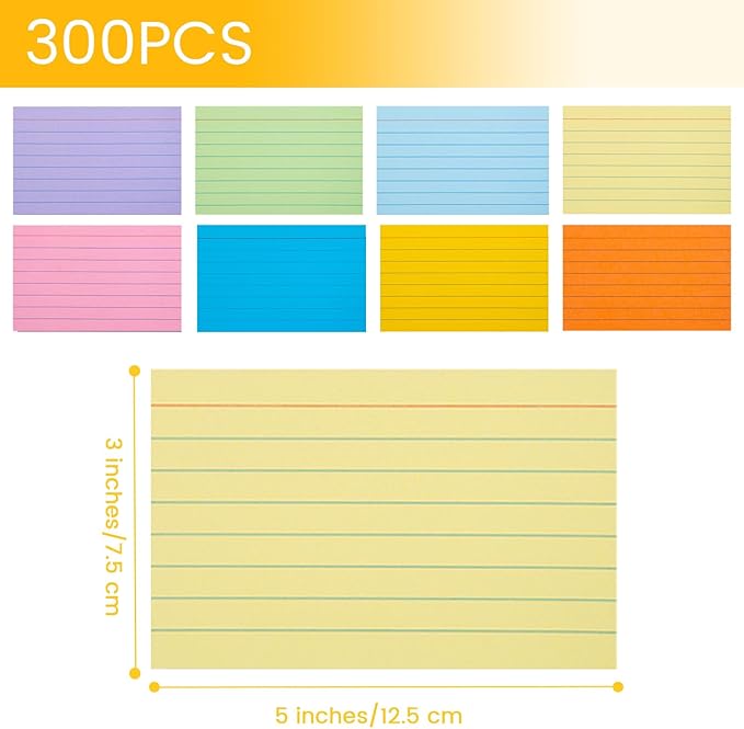 Koogel Index Cards 3x5, Colored Flash Card Lined Ruled on Both Side, - Image 7