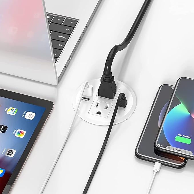 Power Grommet 3 Inch for Desktop, Recessed Desk Outlet - Image 3