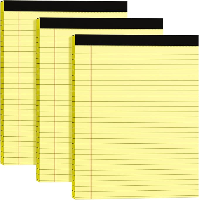 MSKKSM Legal Pads 8.5 x 11, 3 Pack Yellow Note Pads 8.5 x 11 Writing Pads by MSKKSM