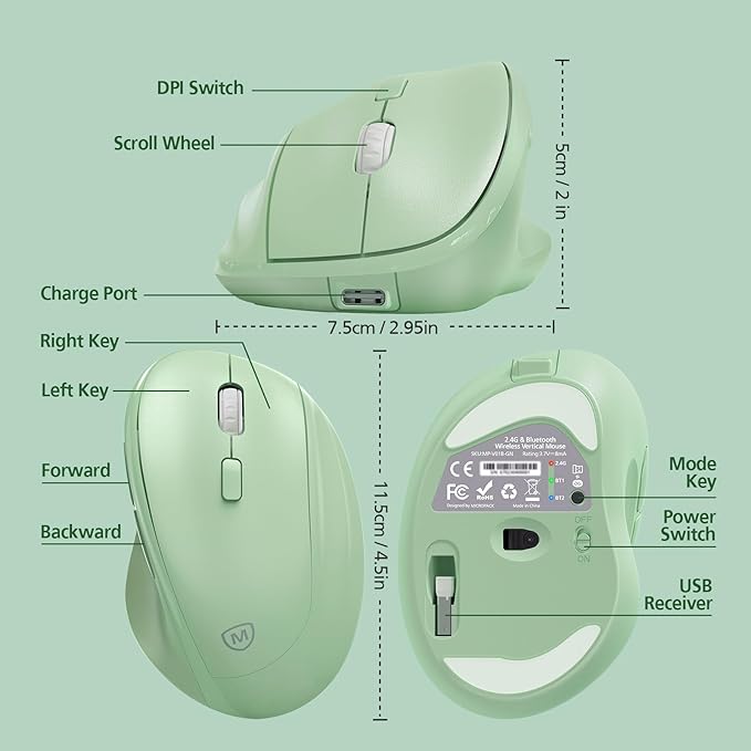 Micropack Ergonomic Vertical Wireless Bluetooth Mouse - Image 4