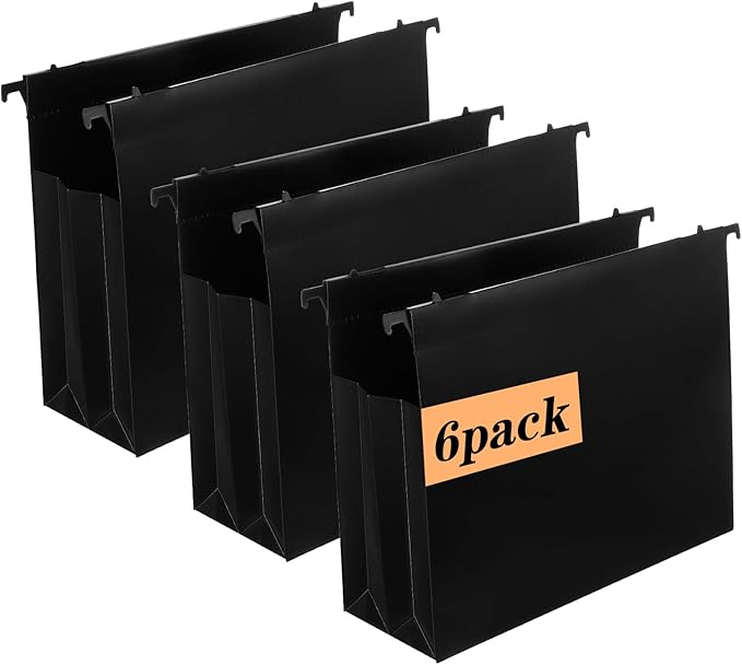 6 Pack Plastic High Capacity Hanging File Folders, Heavy Duty by Unknown