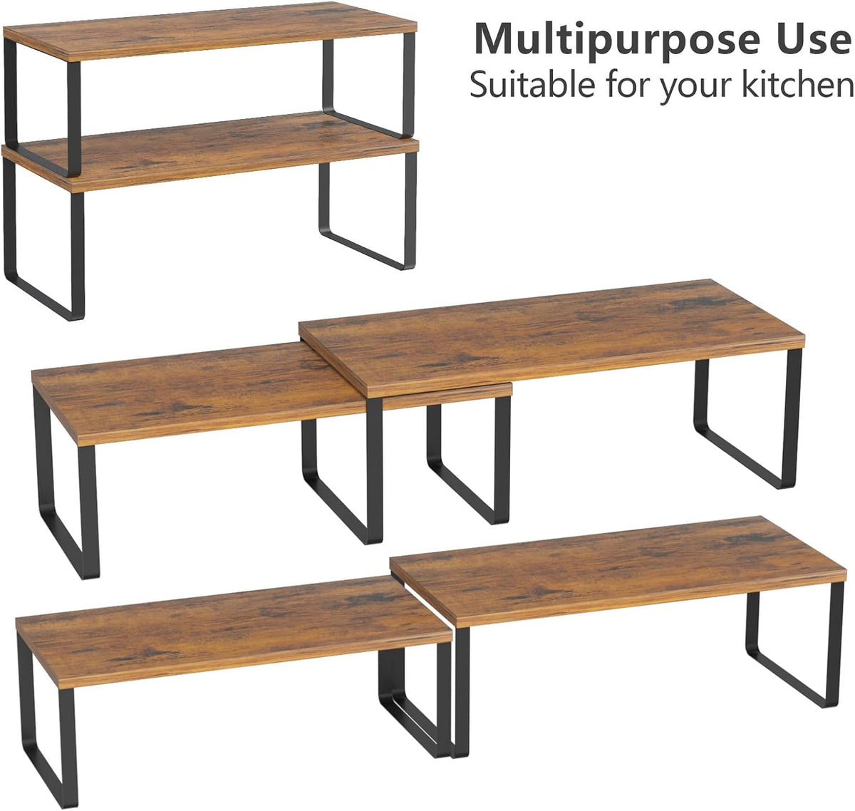 NEX Cabinet Organizer Shelf, Kitchen Counter Shelves Set of 4