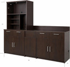 BREAKtime Upper Hutch Cabinet with 2-Door Storage, Microwave Space and Trash Bin, Office Breakroom Cabinet, Fully Assembled, 90" W x 24" D x 75" H, Appliances Not Included