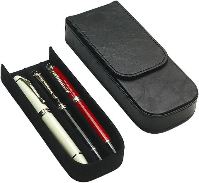 MIVLXLX Leather Triple Pen Case Pencil Pouch Holder - Image 7