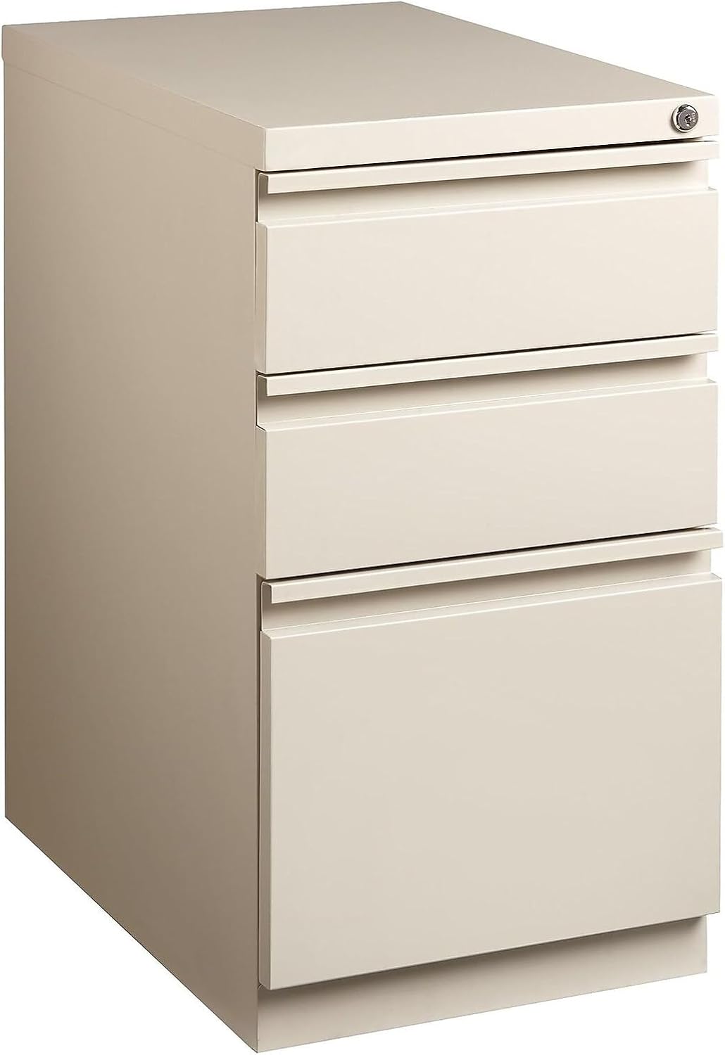 STAPLES Mobile Pedestal File Cabinet, 3-Drawer, Putty, Wheels