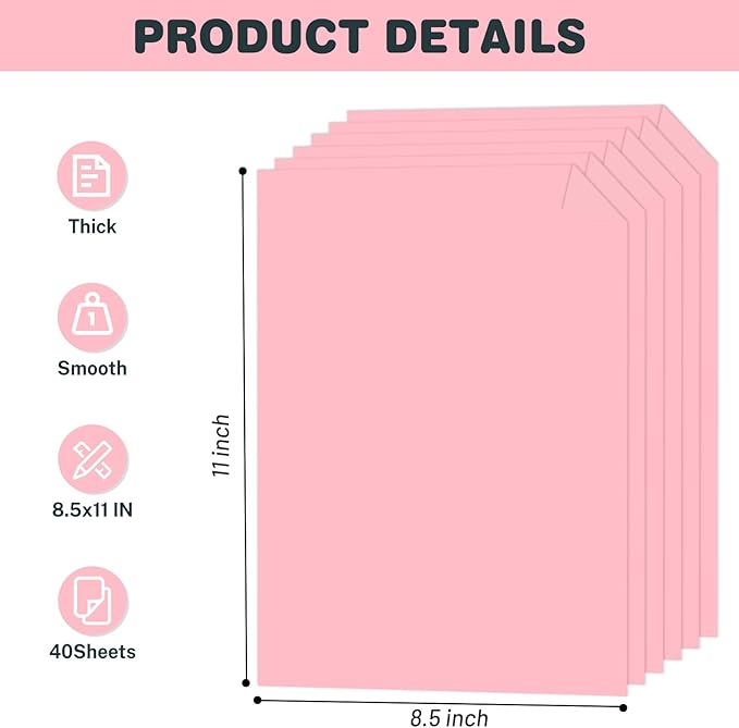 Cardstock 8.5 X 11, 40 Sheets, 75lb/ 200gsm Copy Paper, Cardstock Printer Paper - Image 2