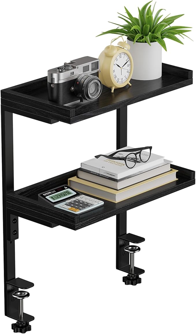 ART-GIFTREE Clamp On Desk Shelf 2-Tier, 12.5 inche Wood Shelving Unit by ART-GIFTREE