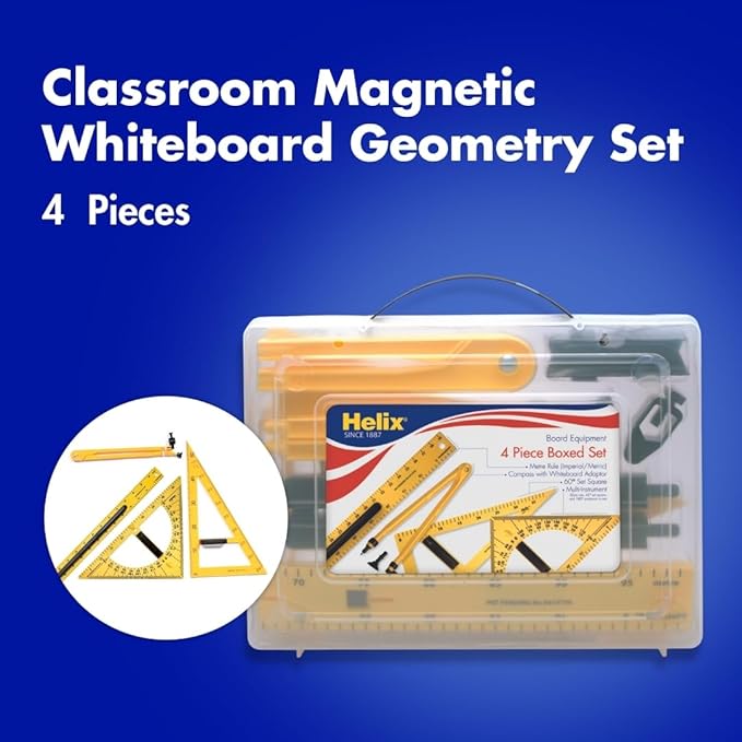 Helix - Magnetic Classroom Whiteboard Geometry 4 Piece Set - Compass - 2 - Image 2