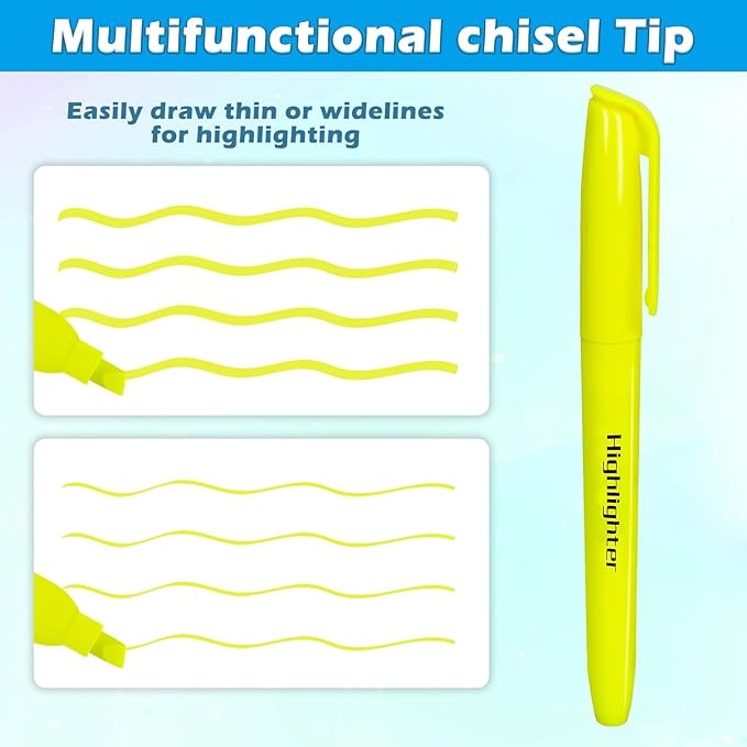 Duchong 30 Yellow Highlighters, Chisel Tip Dry-Quickly Highlighter Markers - Image 2