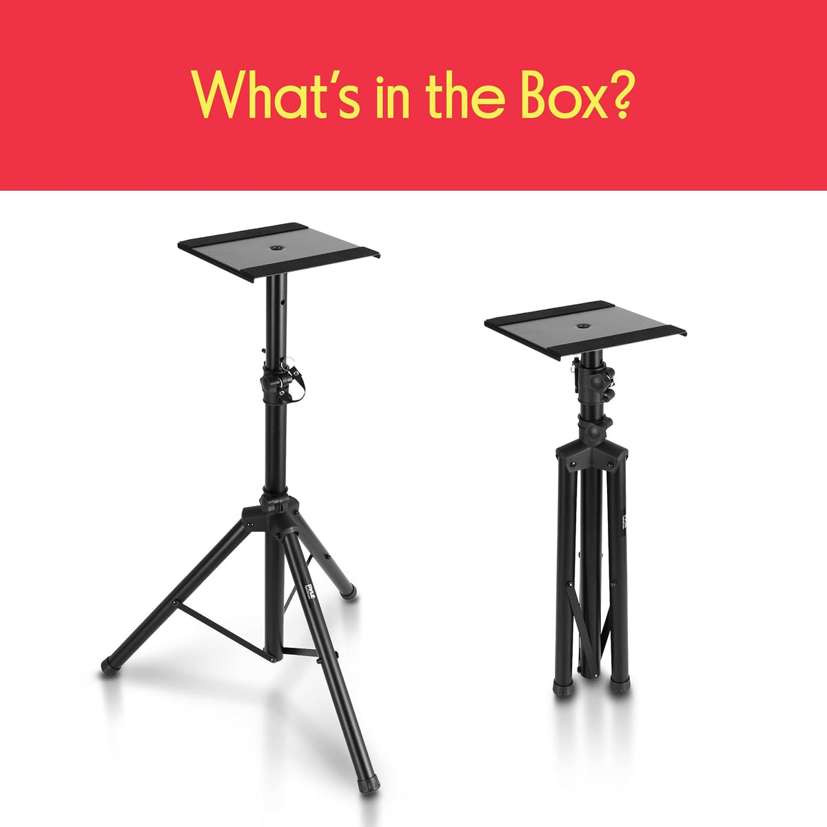 Pyle Adjustable Speaker Stand Pair – Dual Studio Monitor Tripod with Metal Ba...