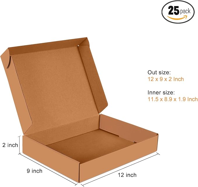 JOWLOT 12x9x2 inch Small Shipping Boxes Set of 25 - Image 4