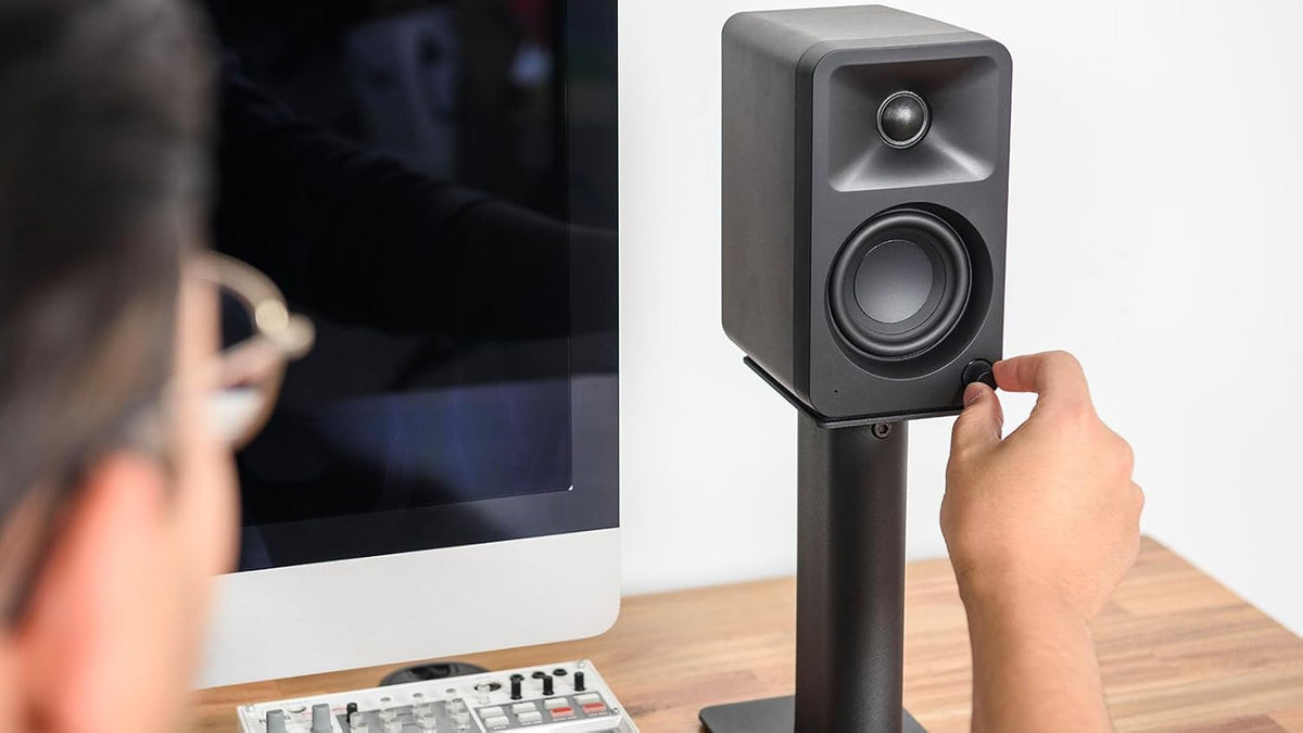 Kanto SP9 Rising Desktop Speaker Stands for Small/Medium Bookshelf Speakers &...