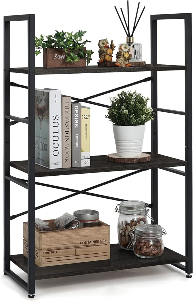 CAPHAUS 3 Tier Small Bookshelf, 24 Inch Width Free Standing Shelf, Bookcase by CAPHAUS