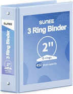 SUNEE 3 Ring Binder 2 Inch 1 Pack, Haze Blue by SUNEE
