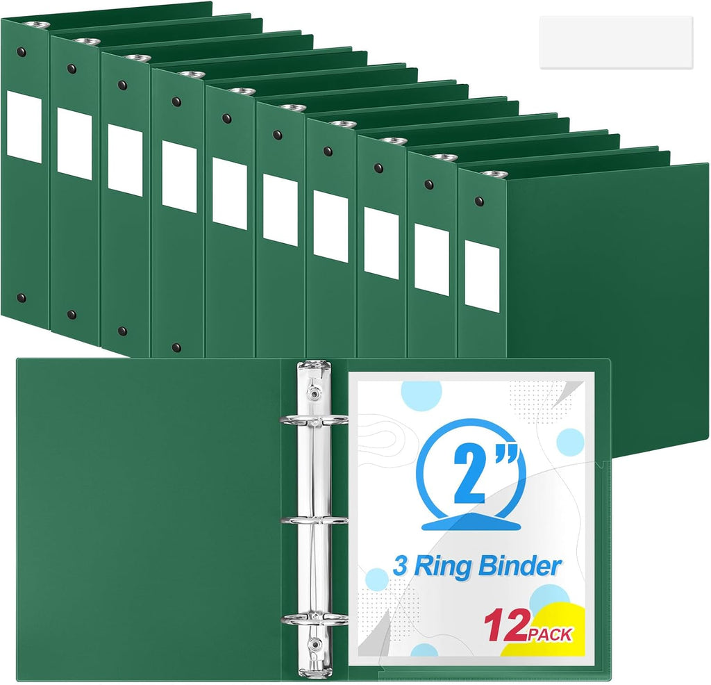 Henoyso 12 Pcs 3 Ring Binder 2 Inch Round Fits Letter Size 8.5'' x 11'' Paper