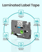 6-Pack Label Maker Tape 12mm 0.47" Clear TZe-131 Replacement - Image 4