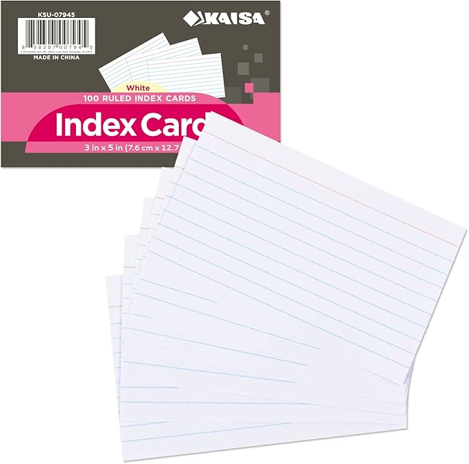 KAISA 3x5 Index Cards Flashcards 3 x 5 White Index Card Lined Ruled Note Cards - Image 2