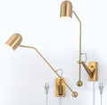 Ahaloye Gold Swing Arms Wall Lamp Plug in Reading Light Modern Sconces