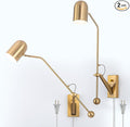 Ahaloye Gold Swing Arms Wall Lamp Plug in Reading Light Modern Sconces by chiynght