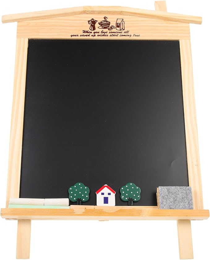 ADOCARN Wooden Tabletop Chalkboard Small Blackboard Reusable Desktop Message by ADOCARN