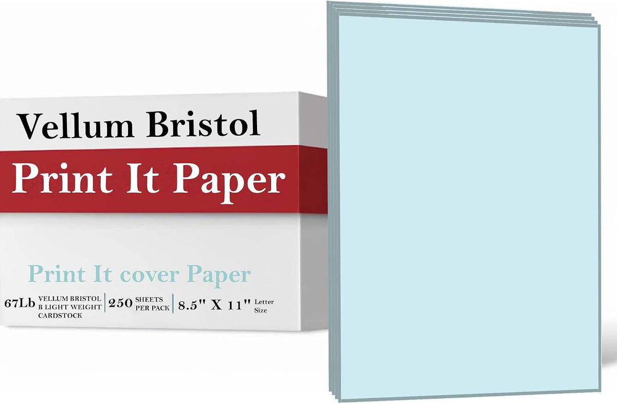 Print It - Vellum Bristol Colored Cardstock Cover Paper, 67 Lb, 8.5" X 11”