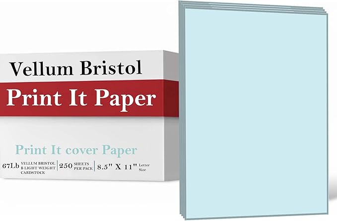 Print It - Vellum Bristol Colored Cardstock Cover Paper, 67 Lb, 8.5" X 11” by Unknown
