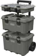 keter stack-n-roll outdoor gear organizer, 3-piece rolling storage, main product view