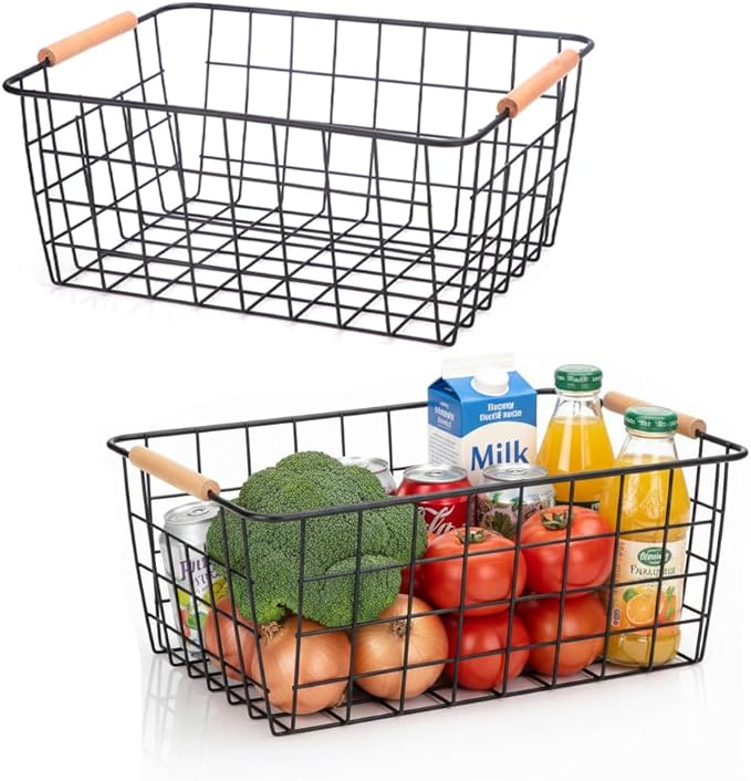HDYOUDO Metal Black Wire Basket, Food Storage Organizer by HDYOUDO