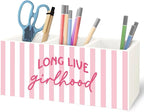 URLLUAE Pink Preppy Long Live Girlhood Wooden Pen Pencil Holder by Unknown