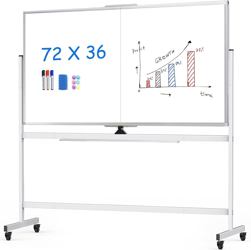 maxtek Rolling Whiteboard, Large Double Sided Standing Whiteboard