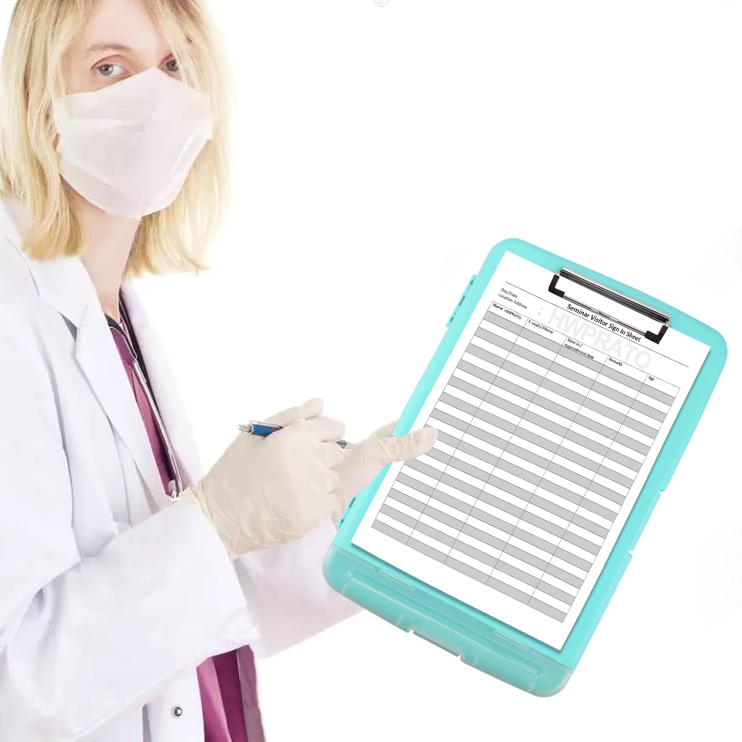 HWPRATO Clipboards Organizer Clipboard with Storage Nursing Clipboard Foldable File Folder Plastic Folio with Storage Case for Teacher,Kids,Doctor,Offices (Arctic Blue)