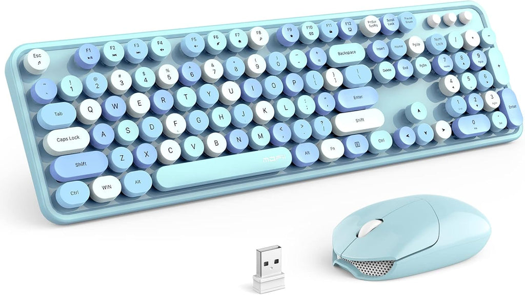 MOFII Wireless Keyboard and Mouse Combo, Retro Keyboard