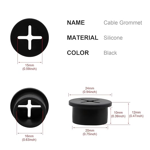 Desk Grommet, 3/4 Inch Flexible Rubber Grommets, Silicone Cable Cord Grommet - Image 2