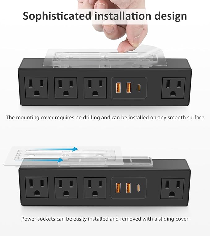 HHSOET Under Desk Power Strip - Image 5
