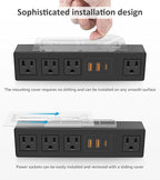 Under Desk Power Strip with 3M Adhesive, Removable Under Desktop Mount Plug - Image 3