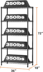 SINGAYE 5 Garage Shelving Wire Storage Heavy Duty Shelves 1750LBS Shelving Unit - Image 3