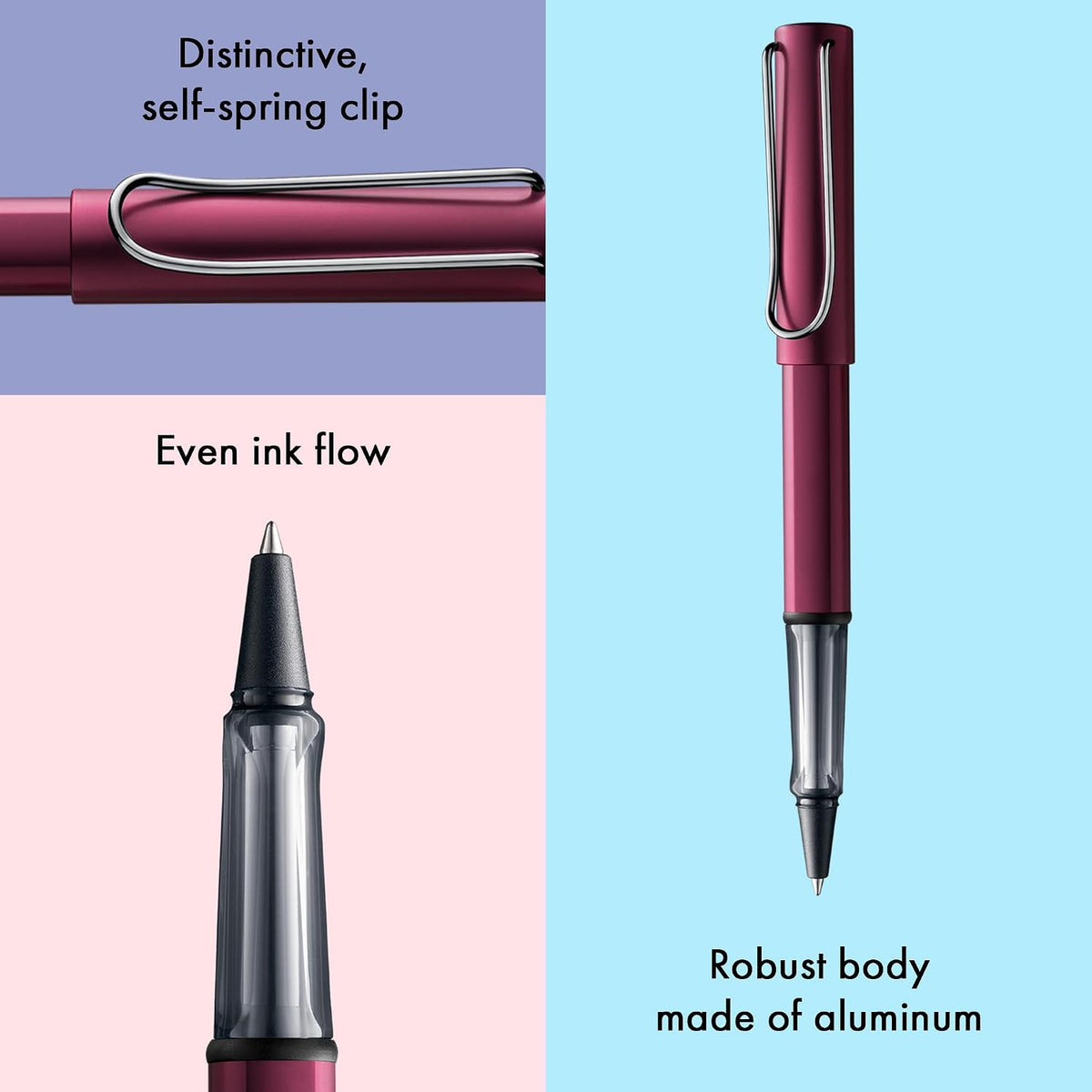 Lamy AL-star black purple - Rollerball Pen pen with transparent, ergonomic gr...