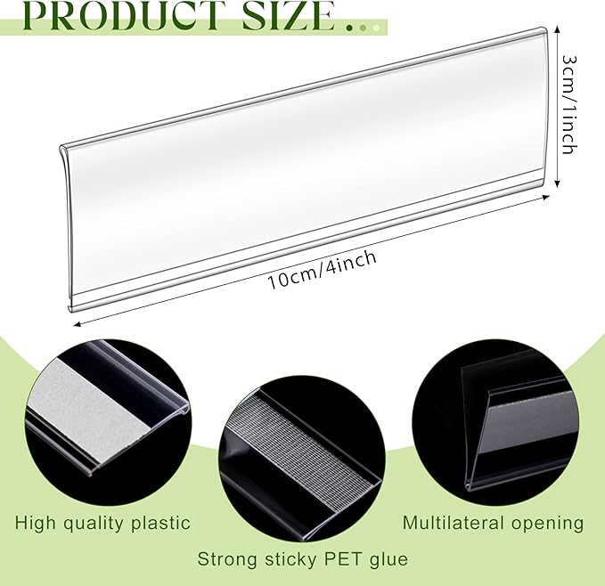 72 Pieces Clear Plastic Adhesive Shelf Tag & Price Label Holders - Image 3