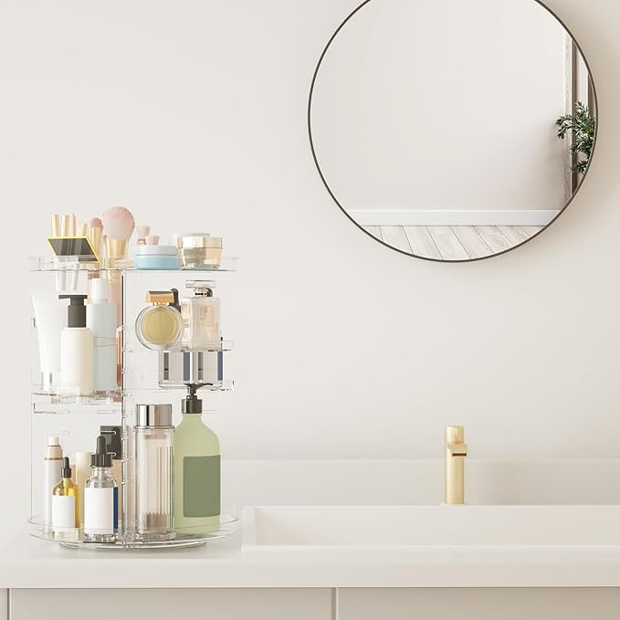 Rotating Makeup Organizer, DIY 8 Adjustable Layers Spinning Skincare Organizer - Image 2