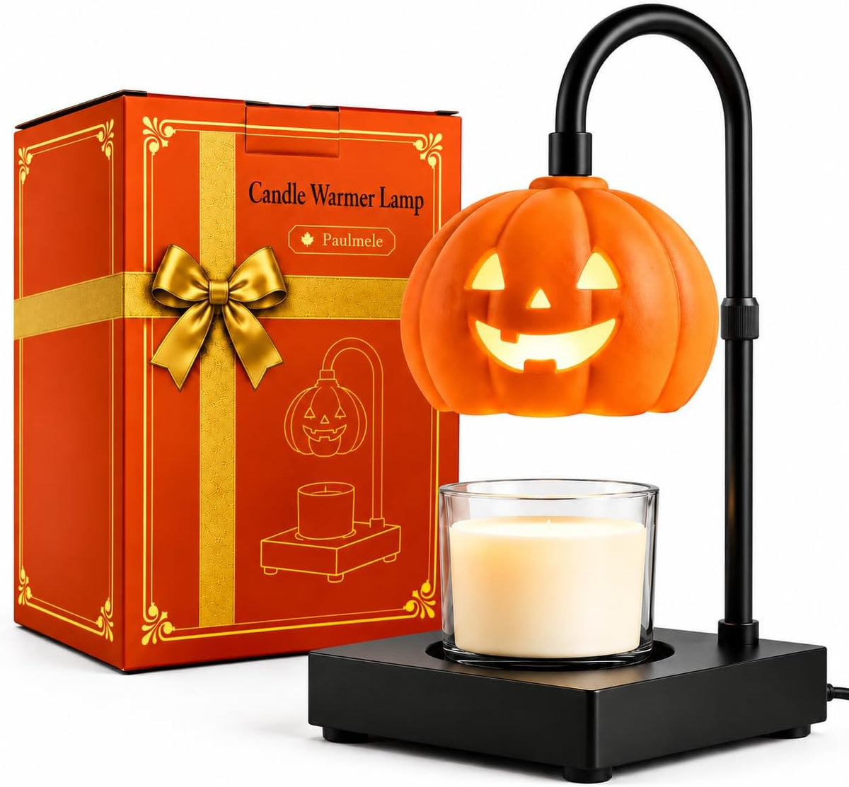 Pumpkin Halloween Candle Warmer Lamp with Timer & Dimmer,Gothic Spooky Ho...