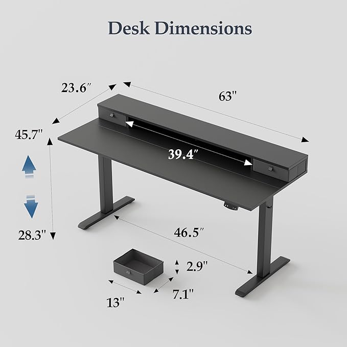 Klicelor 63 Inch Electric Standing Desk - Image 3