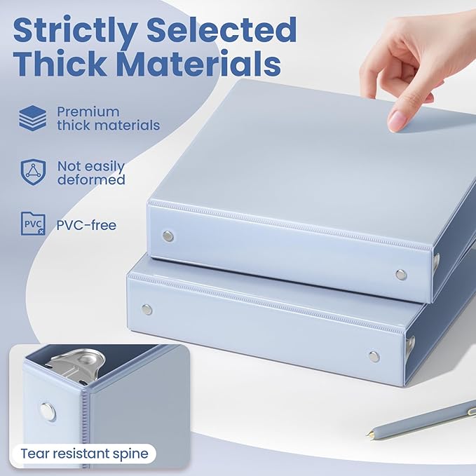 SUNEE 3 Ring Binder 1.5 Inch 1 Pack, Haze Blue - Image 4