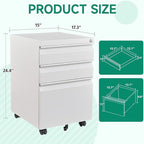 Letaya 3 Drawer Mobile File Cabinet - Image 3