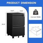 MIIIKO 2 Drawer File Cabinet on Wheels, Home Office Mobile File Drawers Under - Image 3