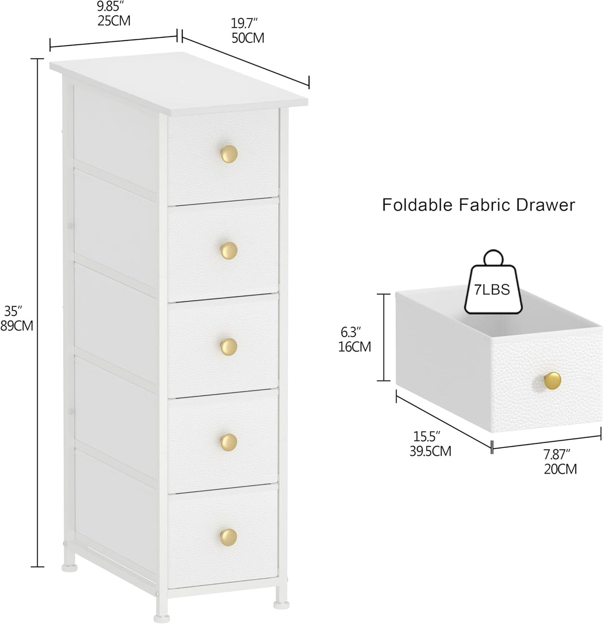 GiftGo Narrow Dresser Cabinet Vertical Slim Dresser Chest of Drawers Skinny S...