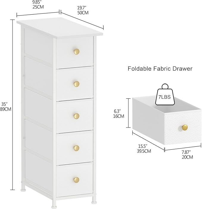 GiftGo Narrow Dresser Cabinet Vertical Slim Dresser Chest of Drawers Skinny - Image 3