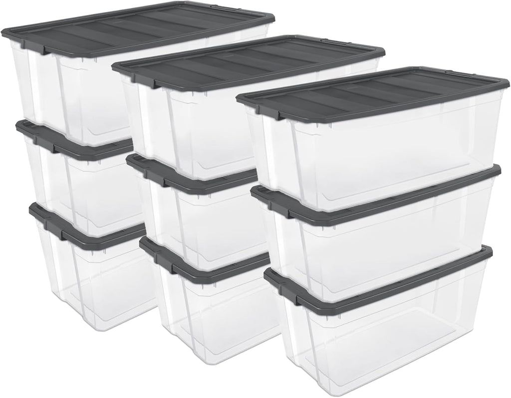 Sterilite 9-Pack Modular Stacker Box, Durable Clear Plastic Storage Bins